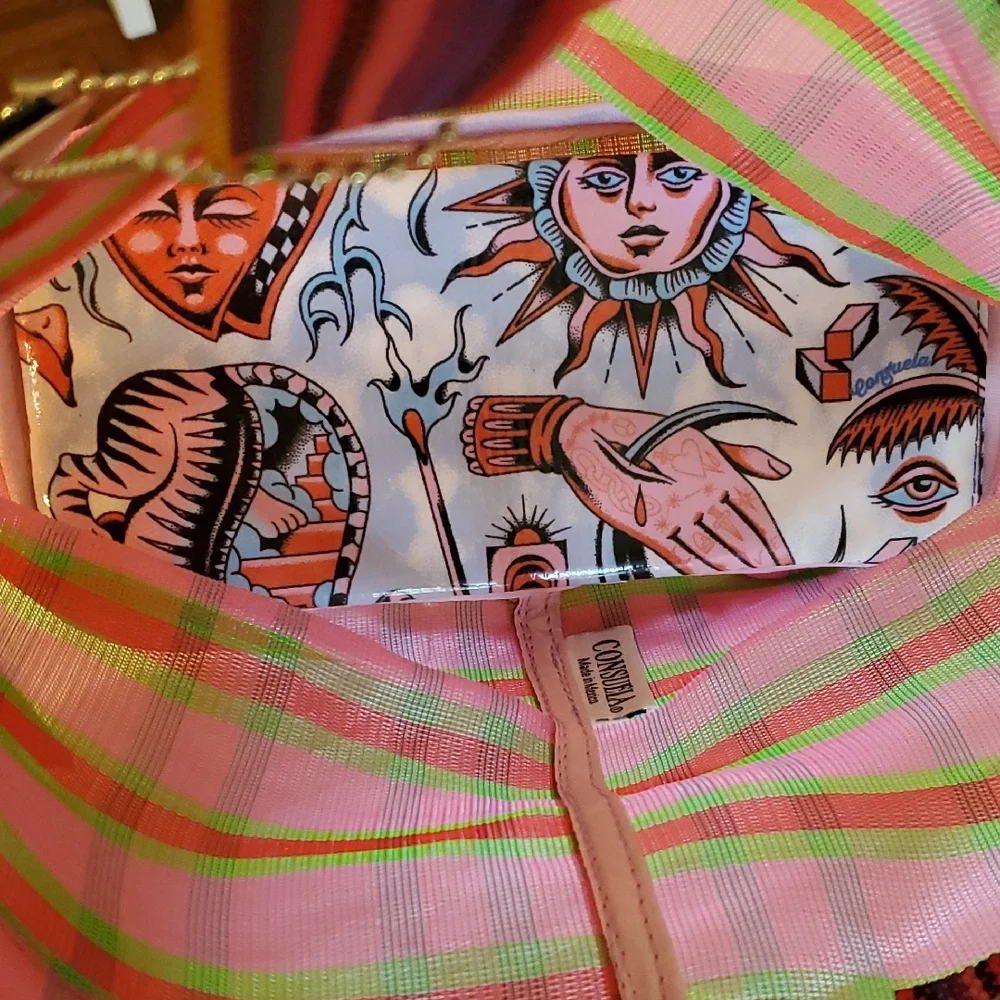 Consuela Vibrant Pink and Green Mini Tote - Picture 4 of 8